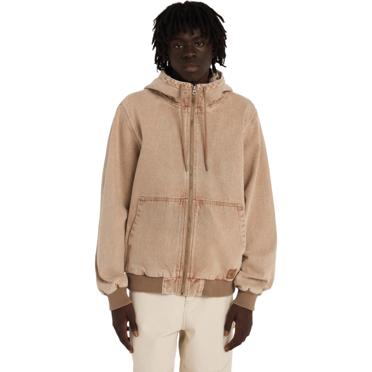 2026 Element Mens Dulcey Low Tide Denim Hooded Jacket ELYJK00300 - Beige Tint Wash